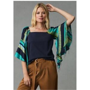NWOT Anthropologie Navy and Teal Top